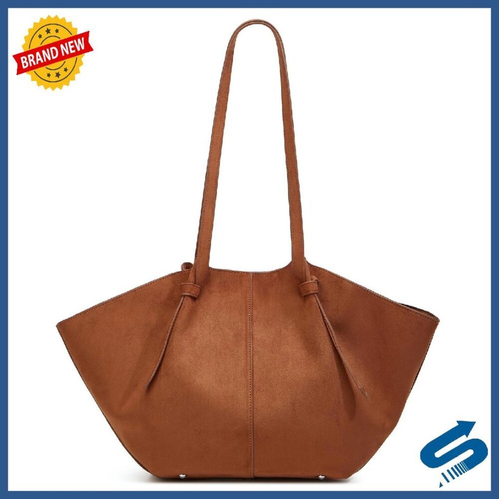Large Suede Tote Bag with Shoulder Strap - Versatile Crossbody Purse for Women